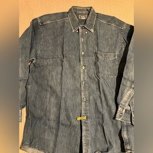 Men’s Denim Button-Up Shirt, XL, Long Sleeves